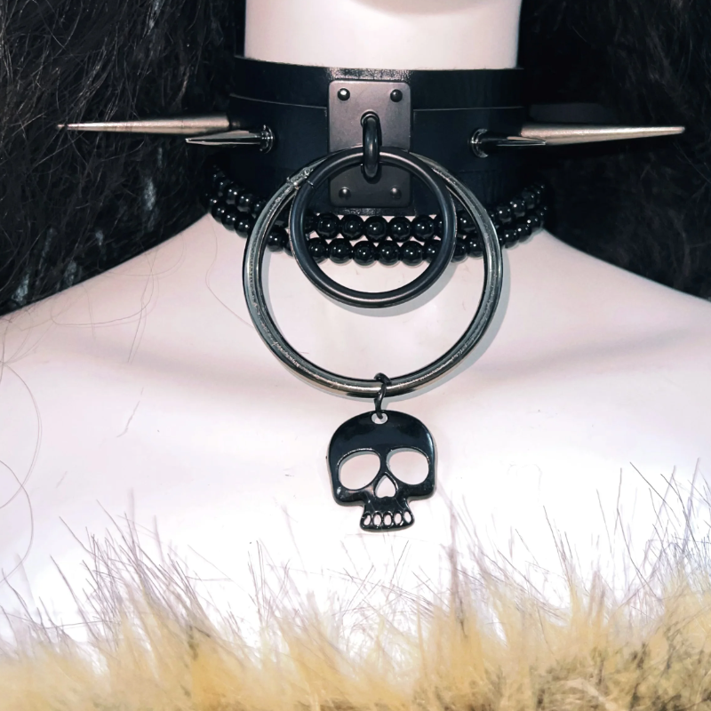 Fluffy o ring skull applique backless tube top  | Festival Outfits Women