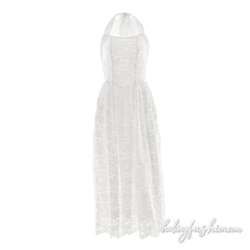 Halter self tie lace backless solid midi dress