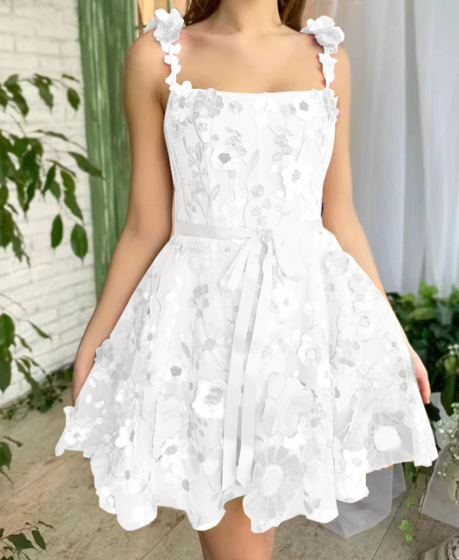 Embroidery flower applique cami mini dress  | Festival Outfits Women