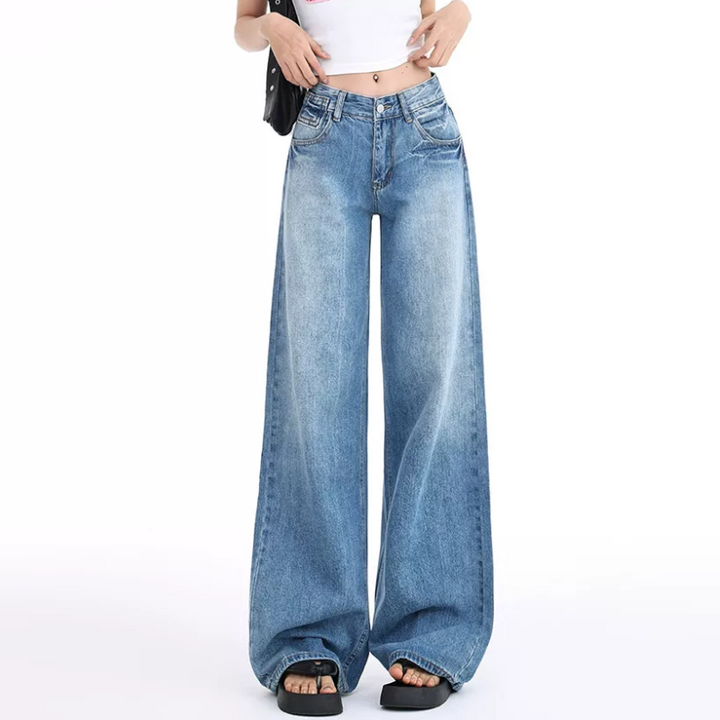 Button zip-up pocket straight leg | Baggy Low Rise Jeans
