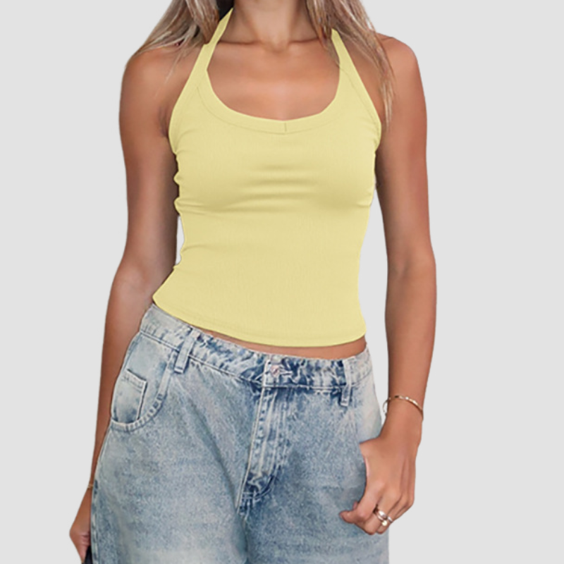 Halter backless u neck solid top  | Festival Outfits Women