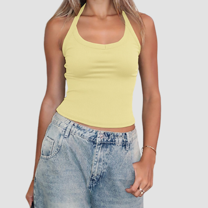 Halter backless u neck solid top  | Festival Outfits Women