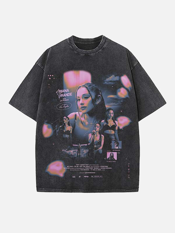 R&B Pop Diva Print Round Neck T-shirt - Design 01