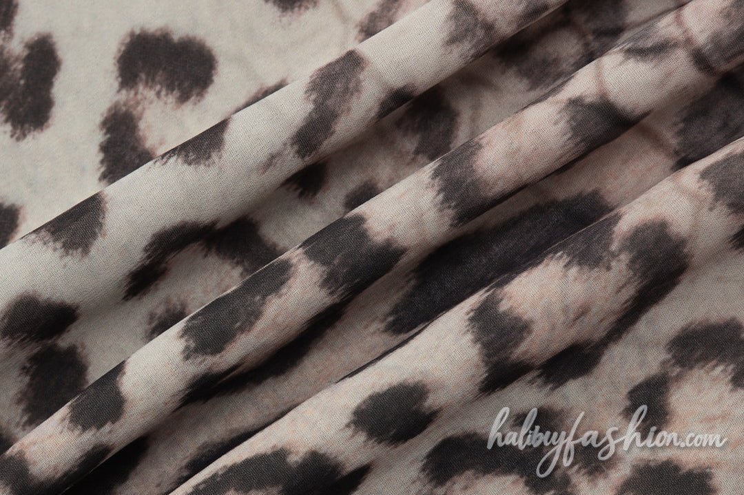 Leopard print long sleeve one shoulder chiffon mini dress - Halibuy - 6