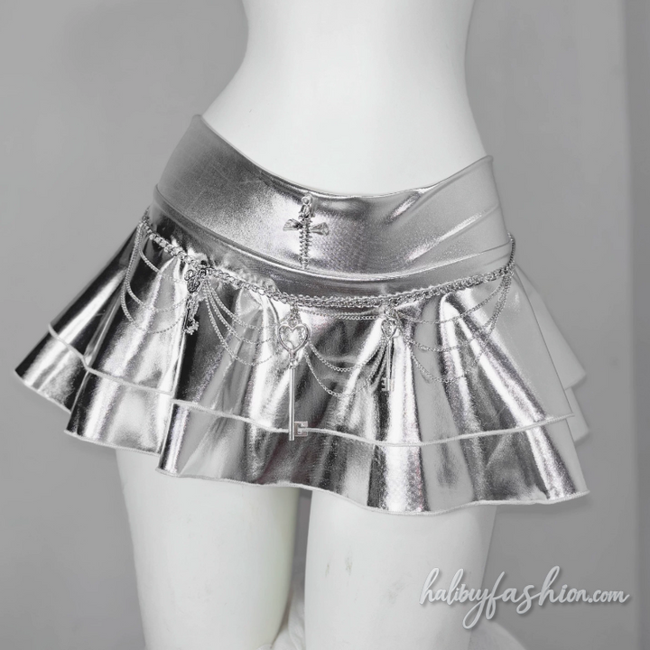Metal chain halter hollow out cross applique top