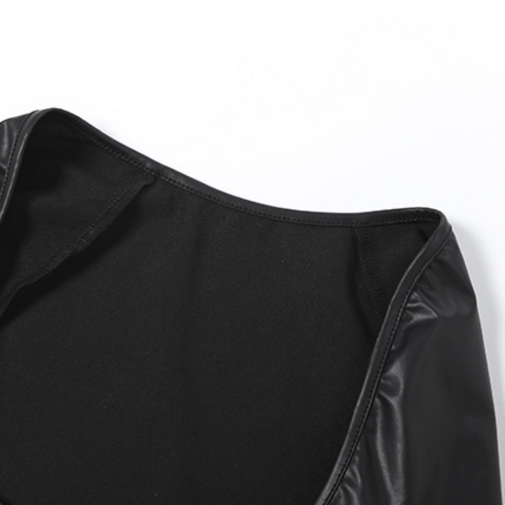 Long sleeve PU leather medium rise pant set  | Festival Outfits Women