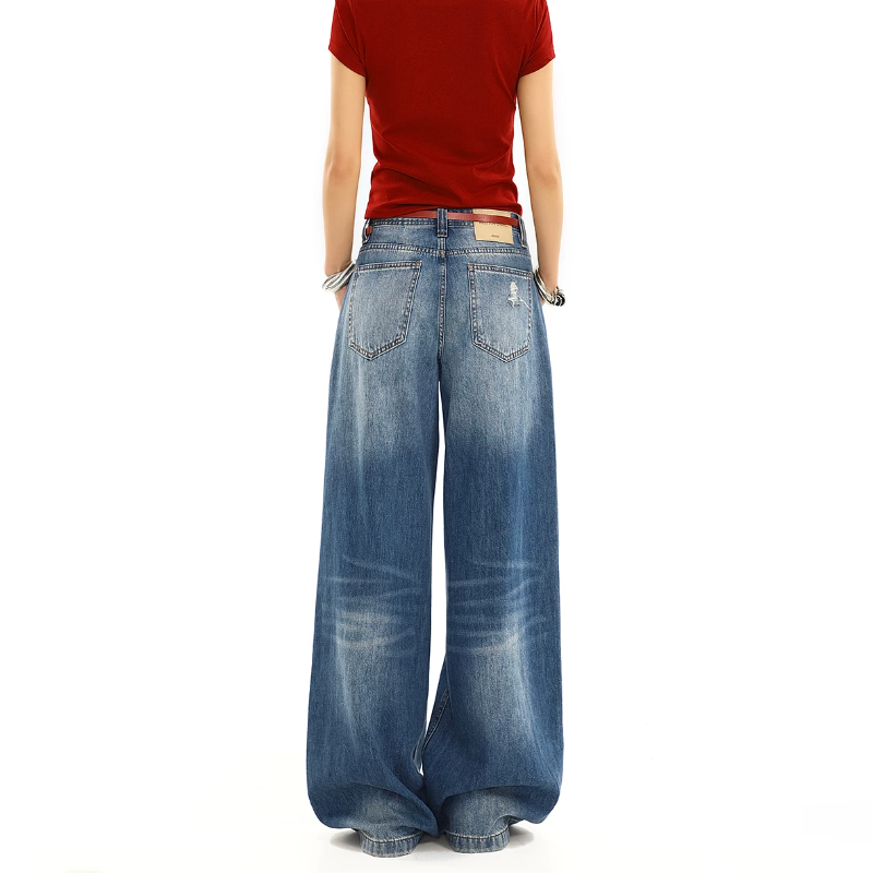 Gradient ripped low rise wide leg | Baggy Low Rise Jeans