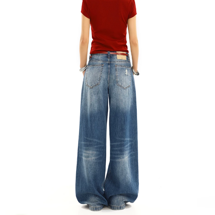 Gradient ripped low rise wide leg | Baggy Low Rise Jeans