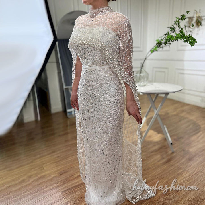 Beaded high neck solid shrug maxi dress - Halibuy - 3