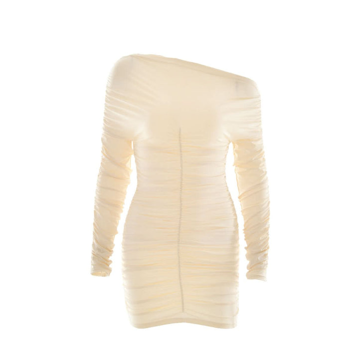 Off shoulder long sleeve ruched mini dress  | Festival Outfits Women