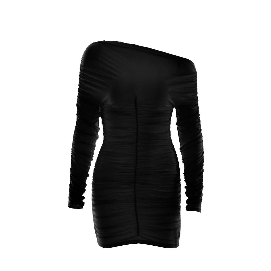 Off shoulder long sleeve ruched mini dress  | Festival Outfits Women