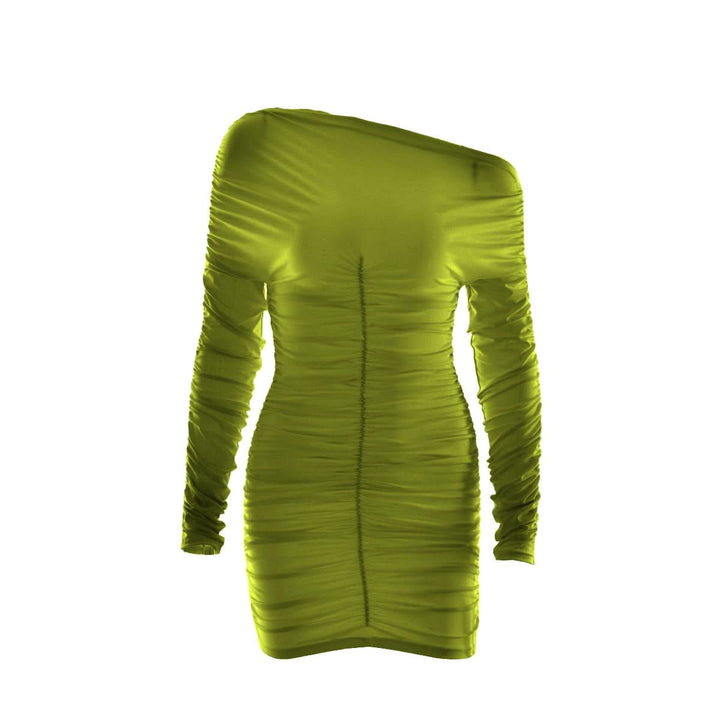 Off shoulder long sleeve ruched mini dress  | Festival Outfits Women