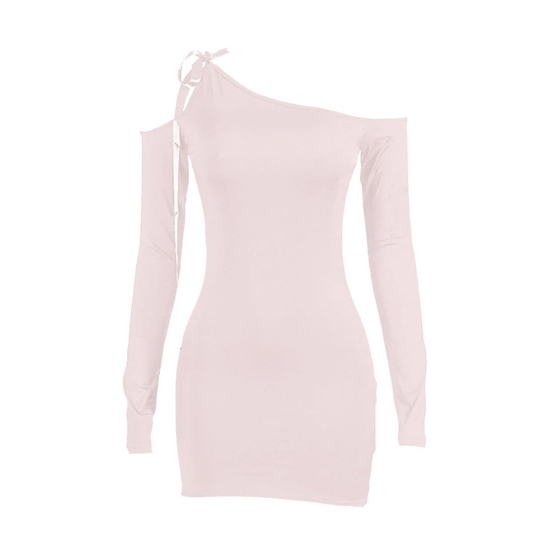 Off shoulder long sleeve ribbon mini dress  | red tango dress  | Festival Outfits Women