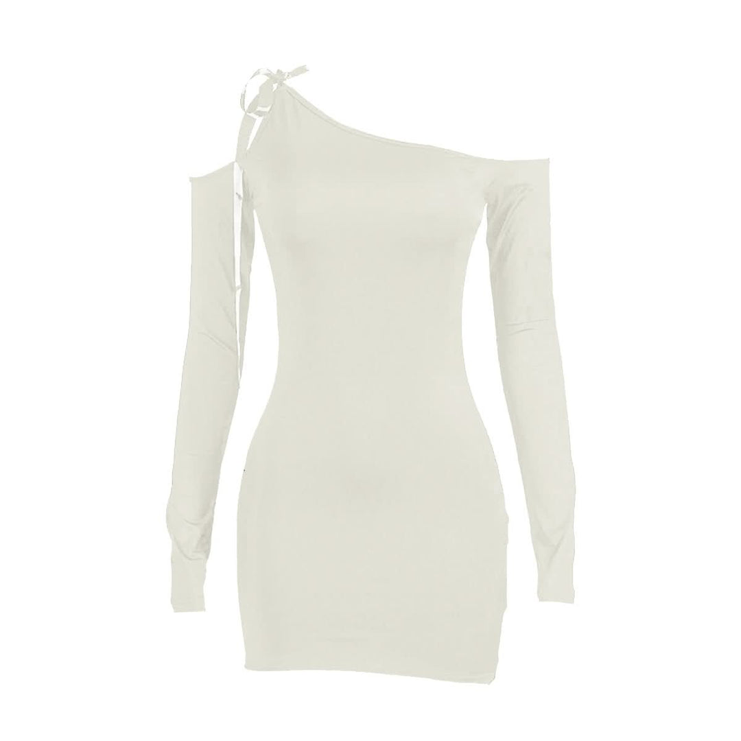 Off shoulder long sleeve ribbon mini dress  | red tango dress  | Festival Outfits Women