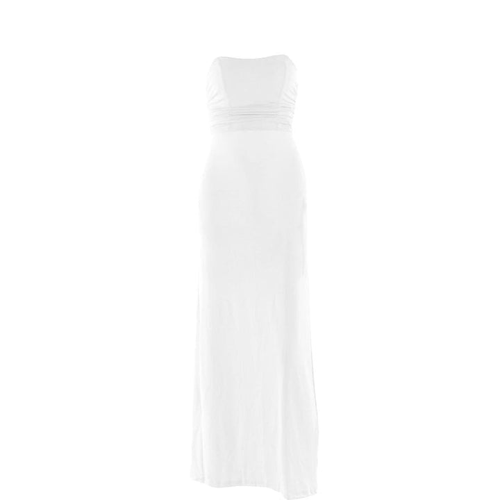 Ruched lace up backless hollow out tube cut out maxi dress  | Festival Outfits Women