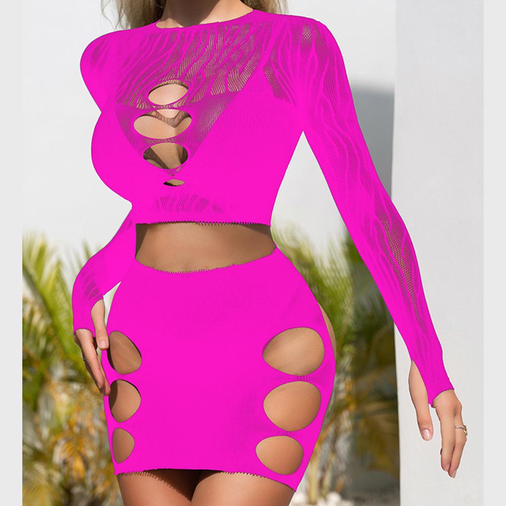 Long sleeve zebra sheer mesh mini skirt set  | Festival Outfits Women