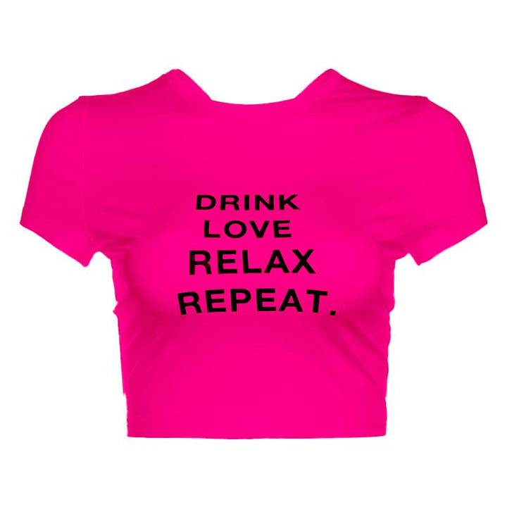 Short sleeve crewneck ruched letter print crop top  | Festival Outfits Women