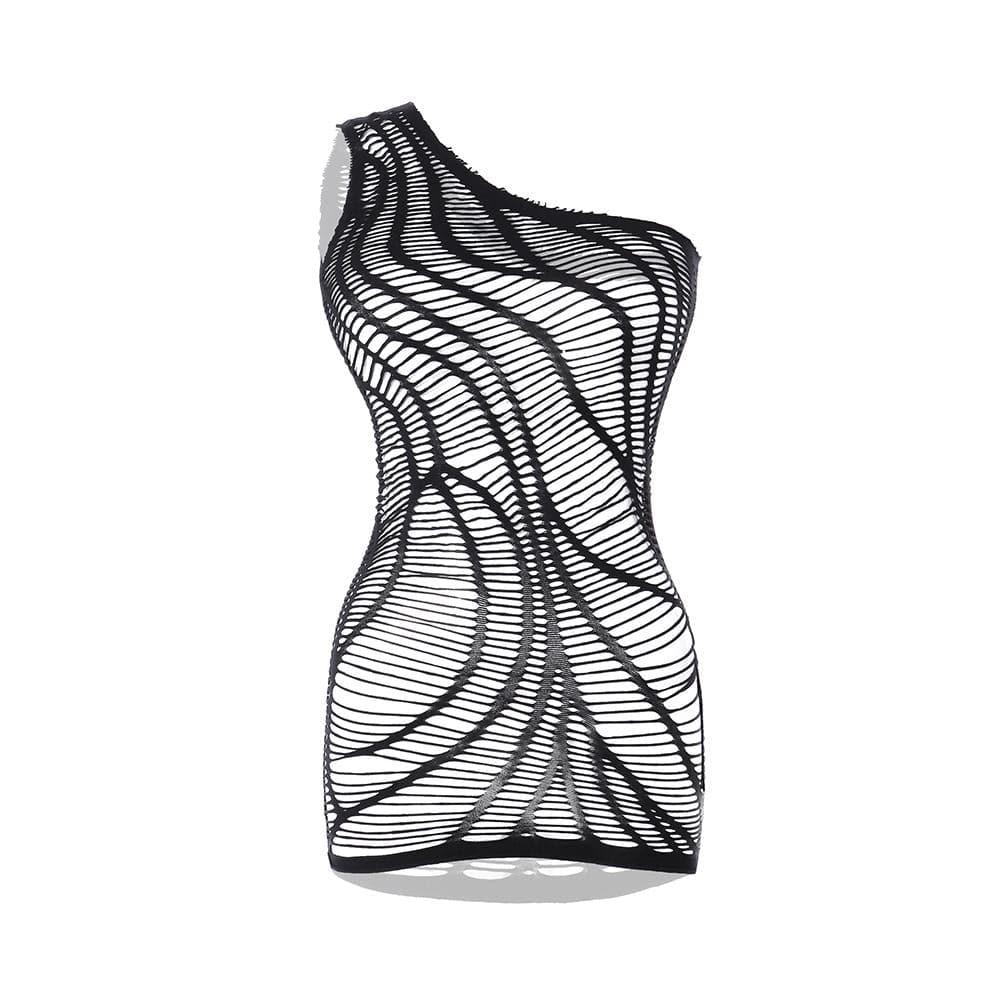 One shoulder irregular spider web mini dress  | Festival Outfits Women
