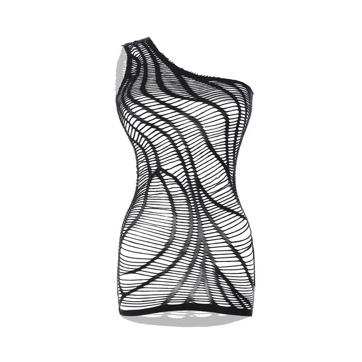 One shoulder irregular spider web mini dress  | Festival Outfits Women