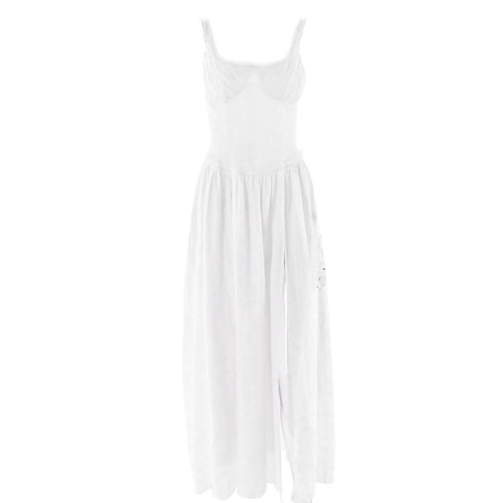 Sweetheart neck ruched textured ruffle cami maxi dress-final-sale  | Festival Outfits Women