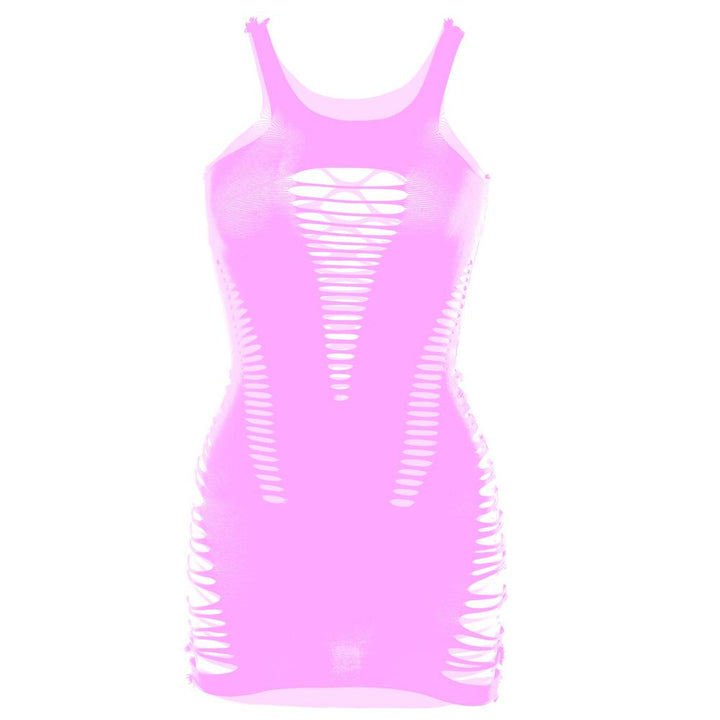 Hollow out solid round neck tank cut out mini dress  | Festival Outfits Women