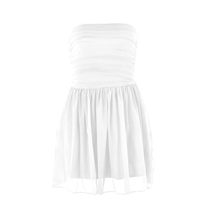 Ruched backless glitter mesh tube mini dress  | Festival Outfits Women