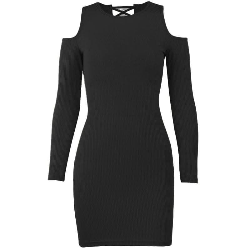 Long sleeve solid hollow out lace up self tie cut out mini dress-final-sale  | Festival Outfits Women