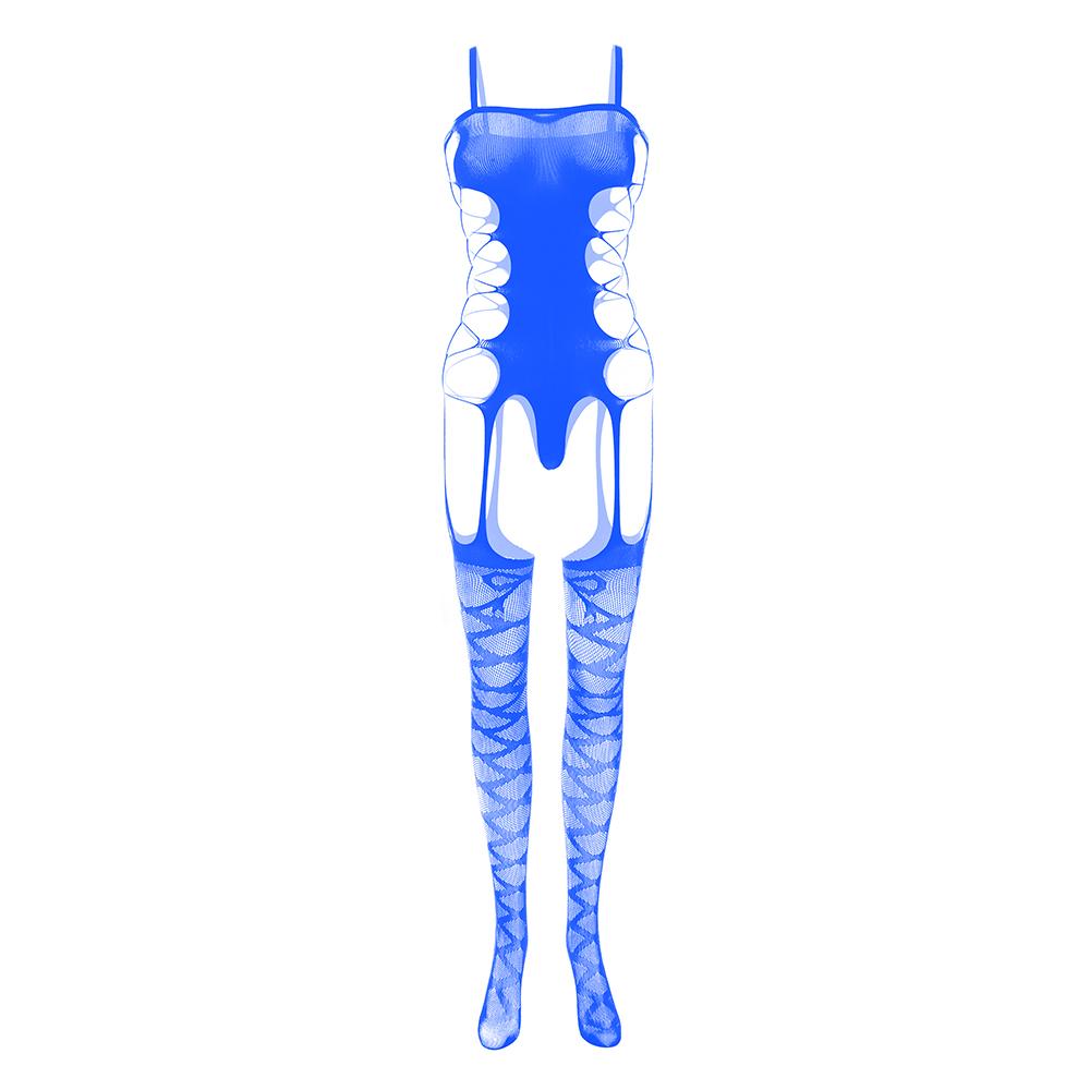 Hollow out bandage solid open crotch suspender bodystocking  | Festival Outfits Women