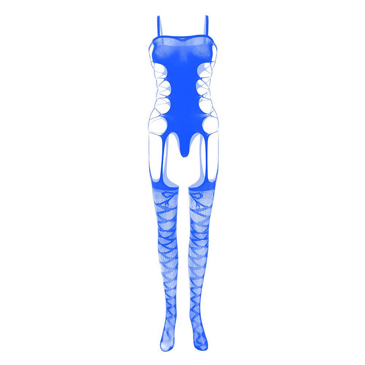 Hollow out bandage solid open crotch suspender bodystocking  | Festival Outfits Women