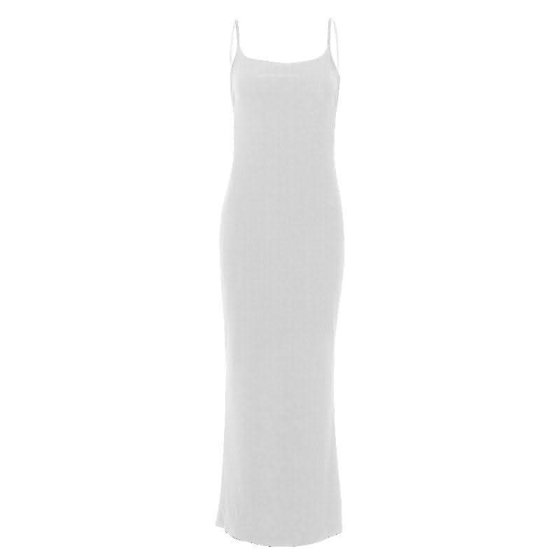 Backless self tie ribbed square neck solid cami maxi dress-final-sale  | Festival Outfits Women