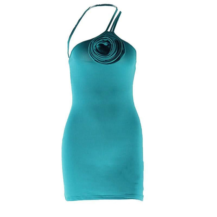 Irregular flower applique backless cami mini dress  | Festival Outfits Women