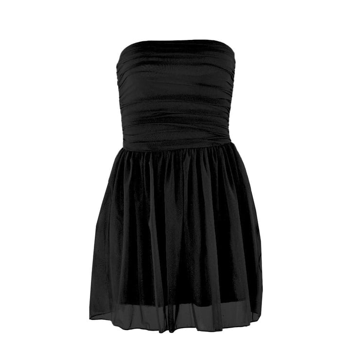 Ruched backless glitter mesh tube mini dress  | Festival Outfits Women