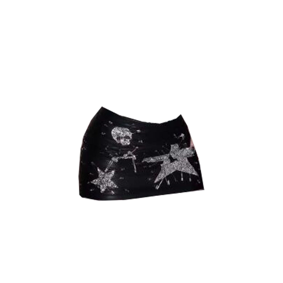 Halter beaded skeleton print o ring mini bodysuit  | Festival Outfits Women