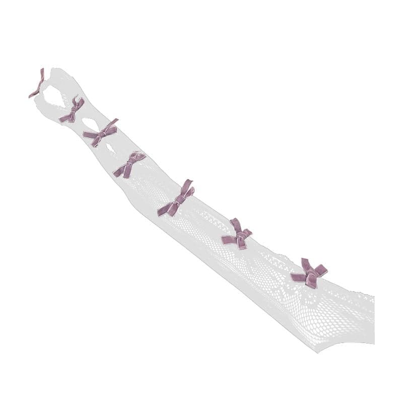 Lace bowknot hollow out contrast gloves  | Festival Outfits Women