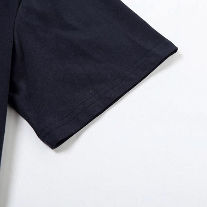 Short sleeve letter pattern round neck contrast top  | Festival Outfits Women