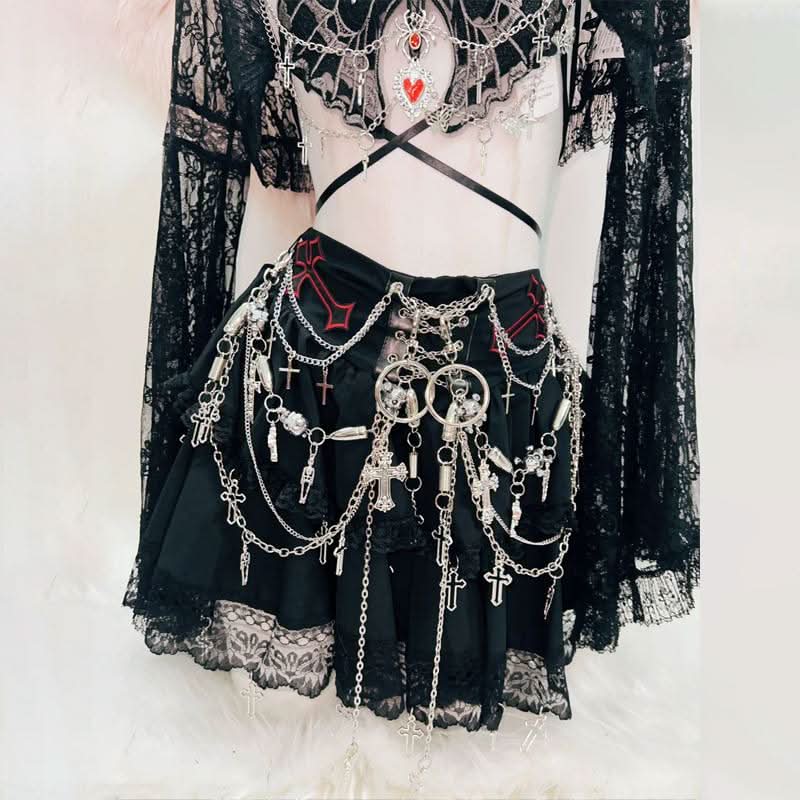 Long sleeve lace butterfly pattern metal chain top  | Festival Outfits Women