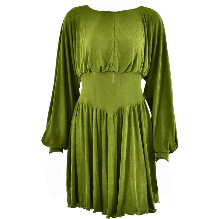 Button ruched corset solid long sleeve mini dress-final-sale  | Festival Outfits Women