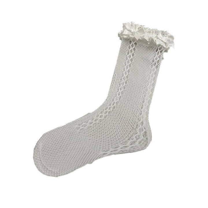 Bowknot lace hem side hollow out socks  | Festival Outfits Women