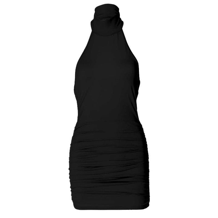 Riga mai tsayi da dogon wuya mai ruffled baya mara baya | Kayan Biki na Mata