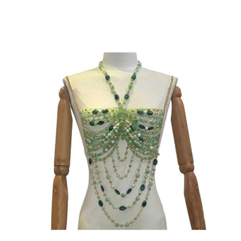 Halter beaded hollow out backless cut out top  | Festival Outfits Women