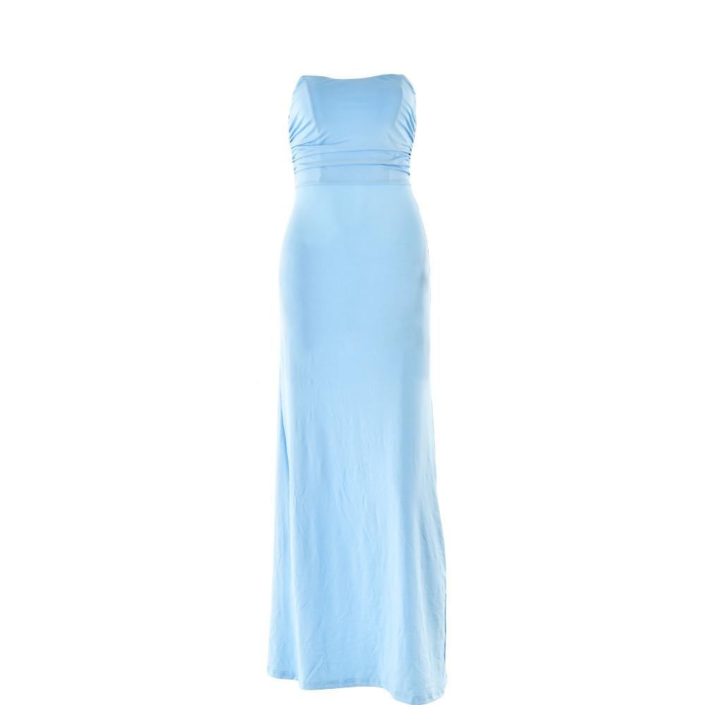 Ruched lace up backless hollow out tube cut out maxi dress  | Festival Outfits Women