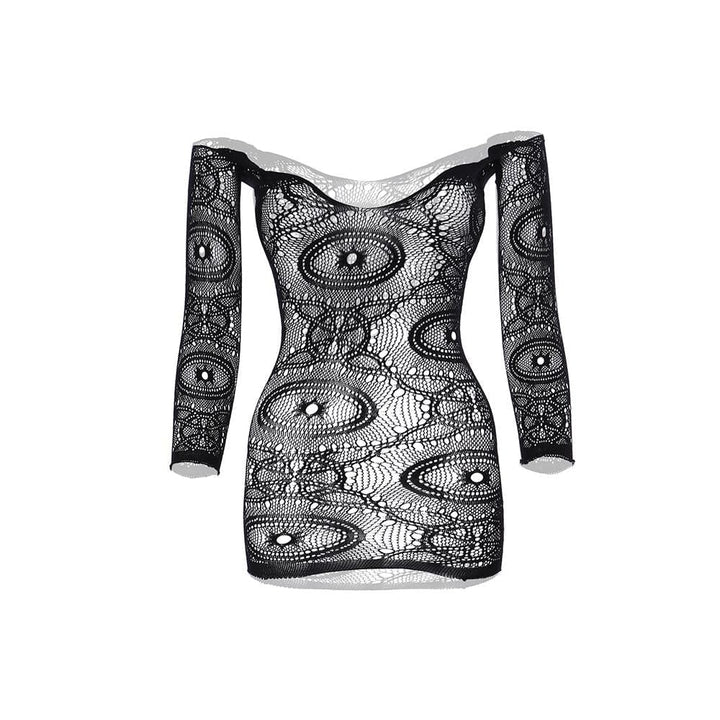 Long sleeve sheer lace solid mini dress  | Festival Outfits Women
