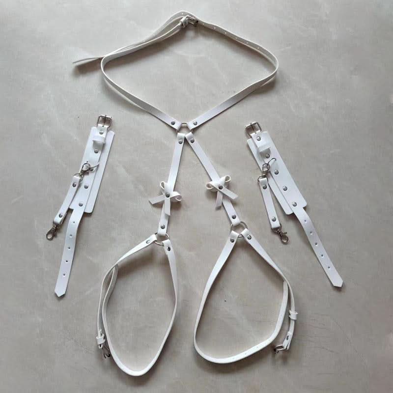 PU leather bowknot decor o ring garter belt  | Festival Outfits Women