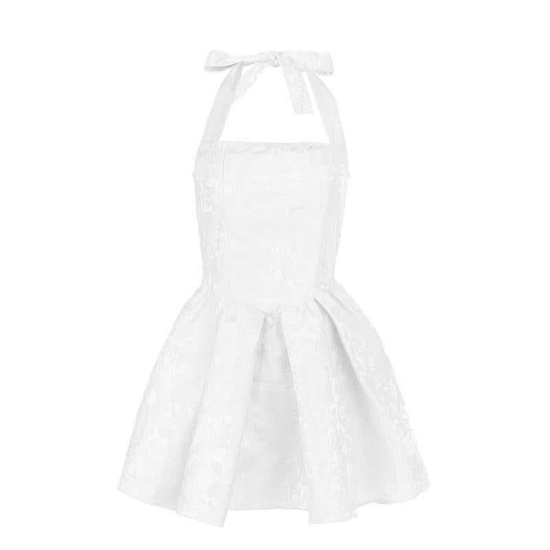 Halter smocked ruched square neck print mini dress  | Festival Outfits Women