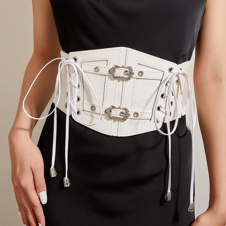 Lace up buckle ruffle contrast corset  | Festival Outfits Women