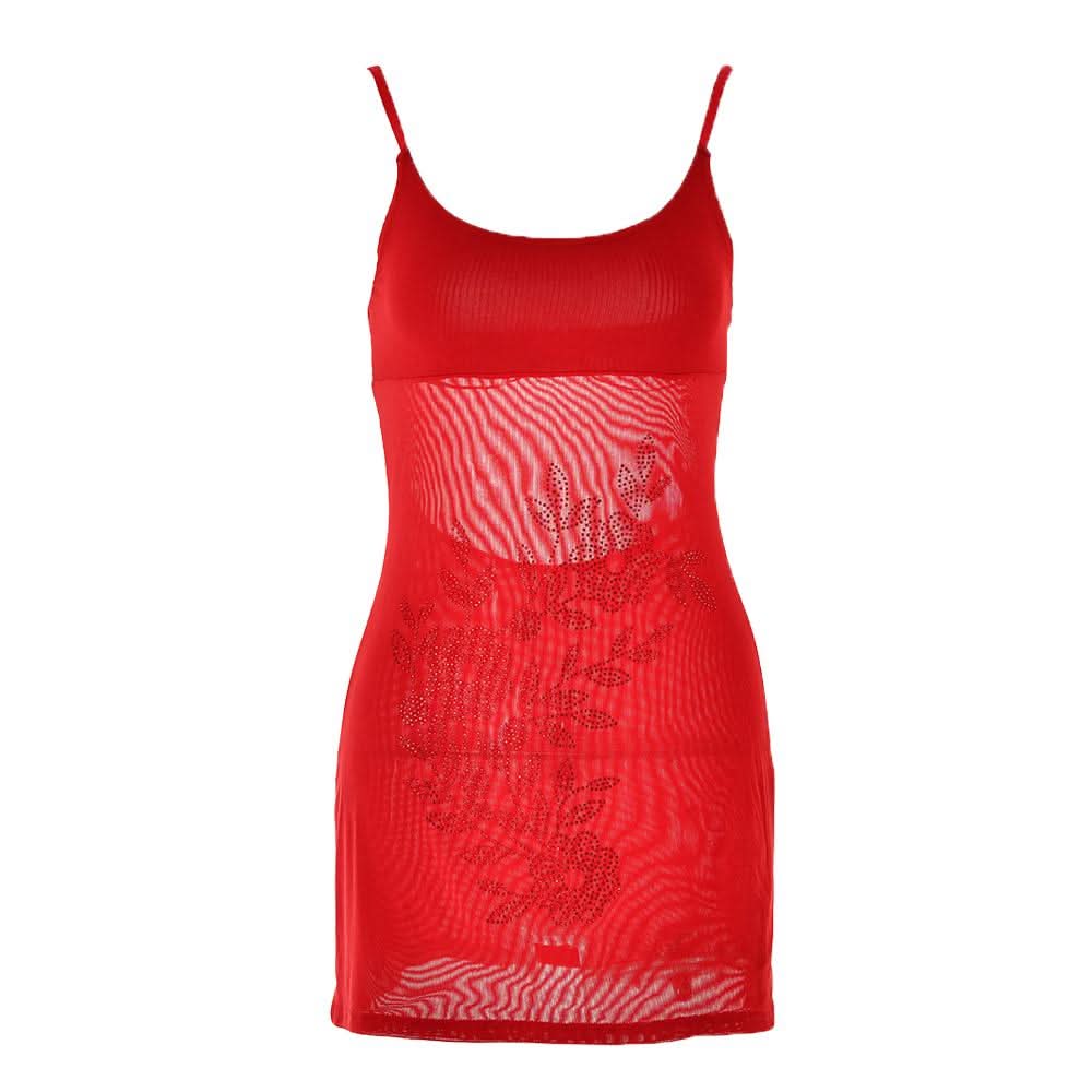 Beaded pattern u neck backless cami mini dress  | Festival Outfits Women