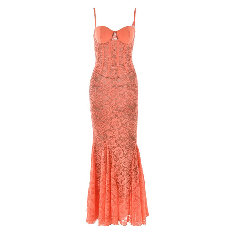 Sweetheart neck lace bustier cami maxi dress  | Festival Outfits Women