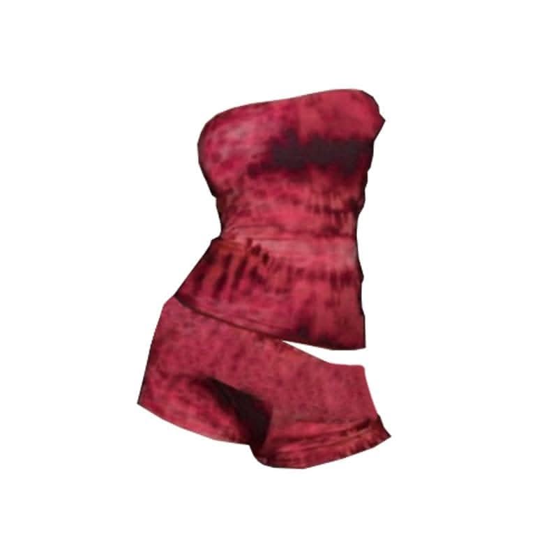 Abstract print backless contrast tube pant set-final-sale