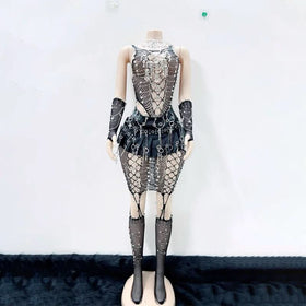 Skull fishnet hollow out tank cut out top  | Festival Outfits Women