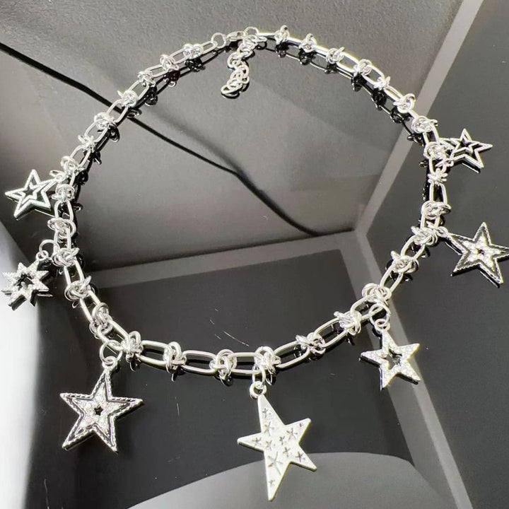 Star rhinestone pendant metal chain necklace  | Festival Outfits Women